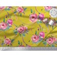 thumbnail image 3 of Soimoi Yellow Cotton Cambric Fabric Leaves & Ranunculus Floral Fabric Prints By Yard 42 Inch Wide, 3 of 3