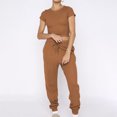 thumbnail image 2 of Yuyuzo Ensemble 2 Pcs pour Femme Survêtement Décontracté T-Shirt Court à Manches Courtes Col Ras du Cou Pantalon Jogger Ensembles de Sport, 2 of 7