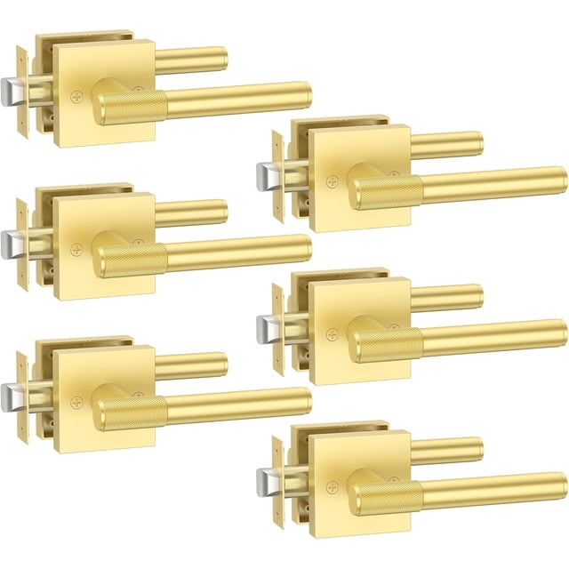 Poignées de Porte Mates Intérieures Moletées Intimité Poignées de Porte Levier de Porte Robuste pour Chambre Ou Salle de Bain Réversible Sans Clé pour Portes Gauche Droite AM
