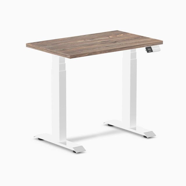 Desky Dual Mini Sit Stand Desk - Natural Walnut / 32 x 20 inches / White