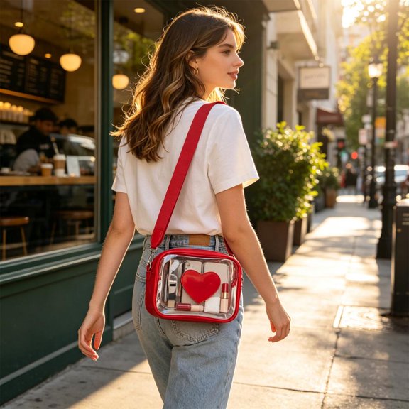 Outoloxit Sac à Bandoulière Transparent en PVC, Petit Sac Bandoulière Polyvalent pour Femmes, Sac à Main Clair Tendance et à la Mode, Sac Quotidien Frais