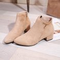 thumbnail image 4 of Ladies Fashion Casual Solid Color Pointed Toe Thick Heel Ankle Boots, 4 of 9