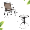 thumbnail image 3 of Gymax Ensemble Bistro 3 Pcs Ensemble de Conversation Pub Patio Extérieur avec Chaises Pliantes Table, 3 of 10