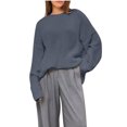 thumbnail image 1 of Yuyuzo Womens Pull Oversize Col Rond Manches Longues Tricoté Doux Automne Tops, 1 of 2