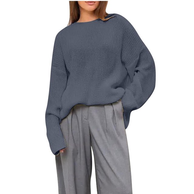 Yuyuzo Womens Pull Oversize Col Rond Manches Longues Tricoté Doux Automne Tops