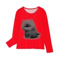 thumbnail image 4 of RXIRUCGD Chemises à Manches Longues pour Filles, Col Rond Mignon, Blouses Décontractées Élégantes (Rouge, Taille : 5 Ans), 4 of 5