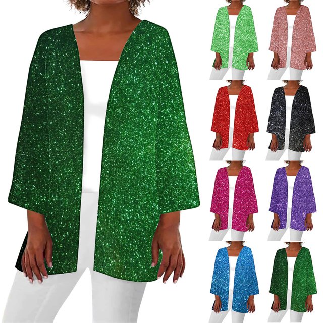 Women'S Cardigans,Lightweight Front Open Cardigan For Women Summer Clearance,Breathable Cardigans,Womens Summer Fall Shiny And Sparklinged Cardigan Long Sleeve Loose Cover Up Casual Blouse Tops