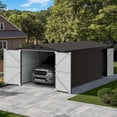 thumbnail image 1 of Sunjoy 10 ft. x 20 ft. Outdoor Storage Shed, Carport, Light Grey, 1 of 11