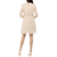 thumbnail image 3 of INSPIRE CHIC Robe pour Femme Dorure Étoile Col en V Manches Longues Robe de Soirée Évasée Ligne A m Beige, 3 of 8