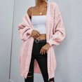 thumbnail image 2 of IROINID Women's Open Front Cardigans Sweater Solid Color Casual Mid-Long Long Sleeve Knitting Cable Sweaters Tops, 2 of 6