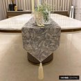 thumbnail image 2 of The HomeCentric Designer Silver Table Runner 4 Seater Table Runner (14 x 48 inch), Foil, Textured, Tassel, Jacquard fabric Table Linen, Abstract Pattern Modern Style - Silvery Stardust, 2 of 10