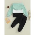 thumbnail image 4 of Faithtur Toddler Boy Autumn Clothes Contrast Color Patchwork Long Sleeve Hoodies Solid Color Pants 2Pcs Outfit, 4 of 9
