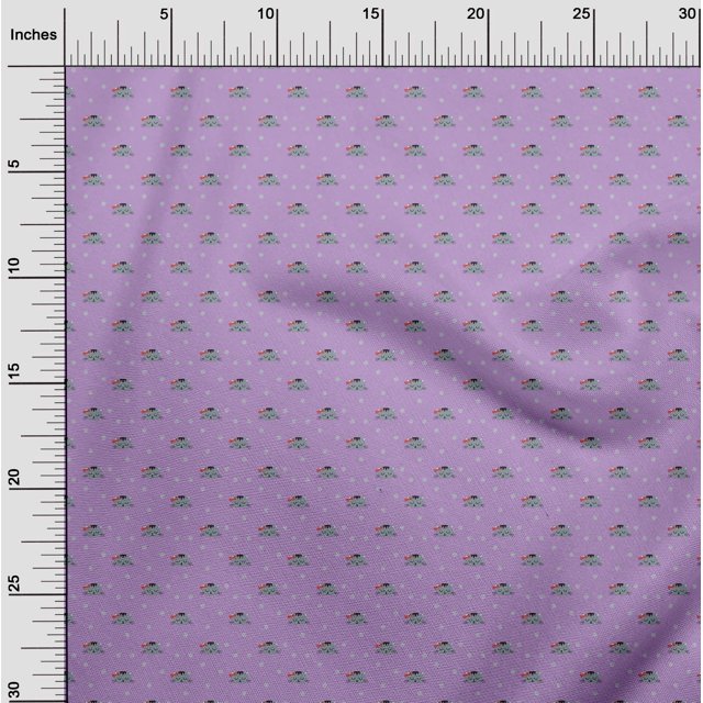 oneOone Viscose Jersey Fabric Dot & Cat Face Animal Decor Fabric Printed BTY 60 Inch Wide