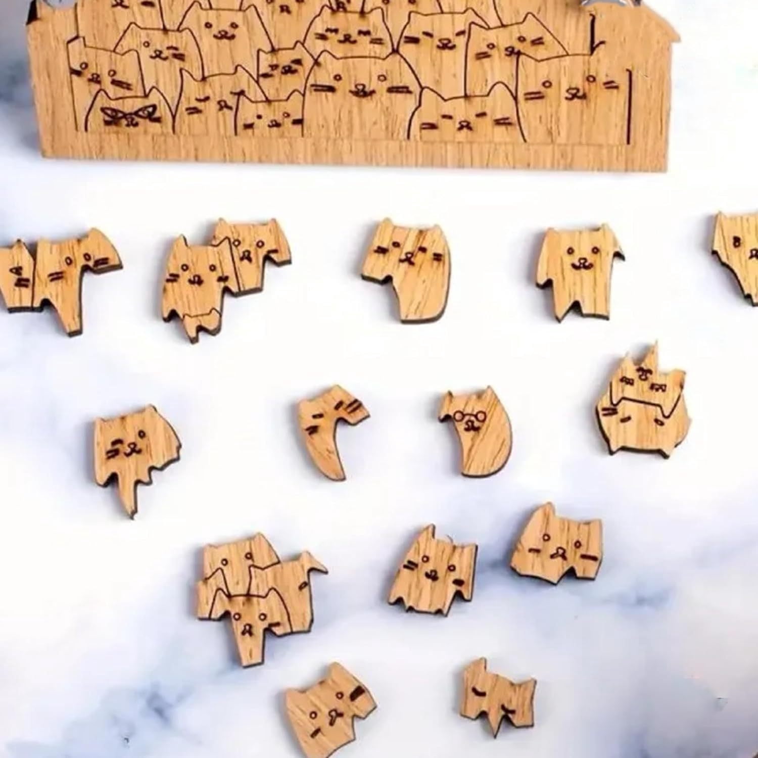 EGNMCR Room Decor, Home Decor 100 Cats Puzzle Wooden Puzzle Decoration 100 Cats Wooden Home Decoration Puzzle Deco