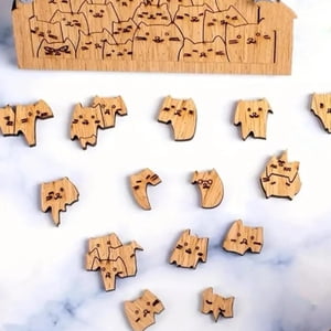 EGNMCR Décor de chambre, Décor d'intérieur 100 Chats Puzzle Décoration de Puzzles en bois 100 Chats Décoration en bois Puzzle Déco