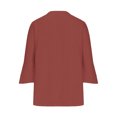 thumbnail image 5 of VKOYWKM 3/4 Length Sleeve Womens Tops Trendy Eyelet Embroidery Tees Button Down V Neck Pullover Tops Solid Color Ruffle Bell Sleeve Tunic Blouses, 5 of 5