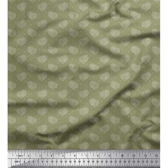 Soimoi Poly Georgette Fabric Dot & Paisley Decor Fabric Printed Yard 52 Inch Wide