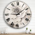thumbnail image 3 of Designart 'Indigold Grey Peonies I' Traditional wall clock, 3 of 4
