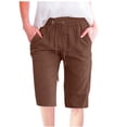 thumbnail image 1 of Timegard Womens Plus Size Shorts Elastic Waisted Drawstring Lightweight Casual Knee Length Shorts with Pockets, 1 of 5