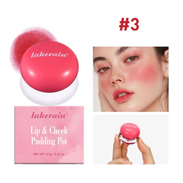 Lakerain Blush Pudding Semblable à une Pomme de Terre Blush Mat pour Lèvres et Joues Double Usage Rouge Blush Crème