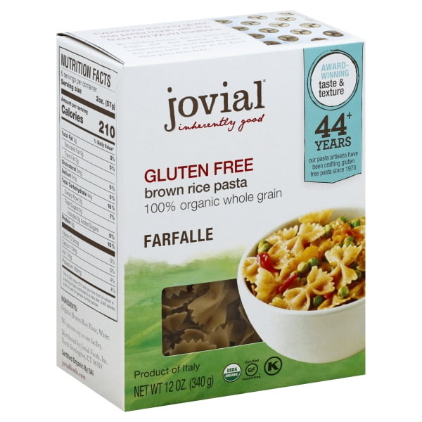 Jovial Foods, Organic Brown Rice (Farfalle Pasta,12 Oz) Pack of 3
