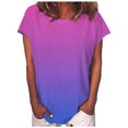 thumbnail image 1 of Pompotops T-Shirt Tunique à Manches Courtes Dégradé pour Femmes, 1 of 5