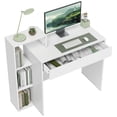 thumbnail image 1 of HOMCOM Desk with Storage, Computer Desk with 3 Open Shelves, White, 1 of 10