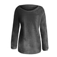 thumbnail image 3 of Chandails pour Femmes Unis Coupe Ample Blouse Légère Confortable Hauts Automne Hiver Manches Longues Hauts Décontractés Col Rond Chandail Hauts Noir P, 3 of 4