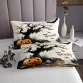 thumbnail image 3 of Erosebridal Happy Halloween Coverlet Set King, Spooky Ghost Bedding Set, Pumpkin Bat Reversible Bed Set, Microfiber Room Decorative, 3-Piece, 3 of 6