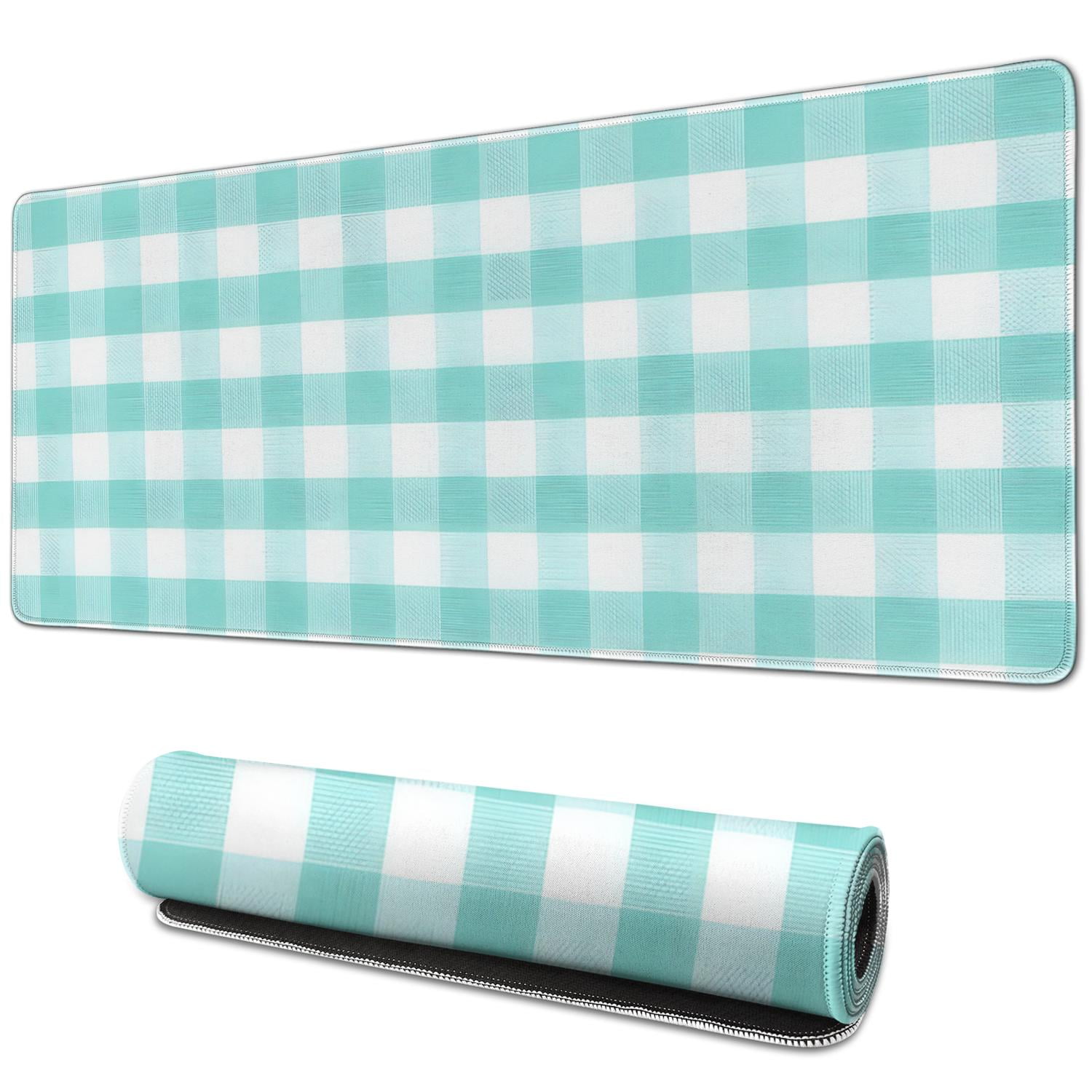 Boho-inspired Pastel Checkered Mouse Pad - Cute & Aesthetic Design, Anti-Slip Rubber for Secure Grip, Perfect for Home Office Computers & Laptops, Generous Size 31.5x11.8in