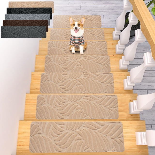 Aodebiao Non-Slip Stair Treads with Adhesive Backing - Soft Anti-S Carpet Mats for Indoor Steps, Pets & Elderly Safety - Durable Polyester Non-Slip Rug Runner for Home Staircase