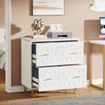 thumbnail image 2 of Tribesigns 2-Drawer File Cabinet, Modern White Lateral Filing Cabinet for Home Office, Large Storage Filing Cabinet Printer Stand for Legal/Letter/A4 Size, White & Gold, 2 of 9