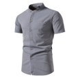 thumbnail image 1 of Birdeem Chemises pour Hommes Mode Décontractée Imprimé Col Rond Bouton Manches Courtes Chemise Blouse, 1 of 9