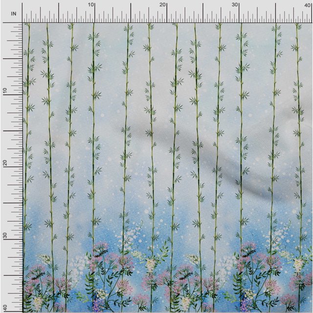 oneOone Cotton Silk Fabric Leaves & Flower Panel Print Sewing Fabric BTY 42 Inch Wide