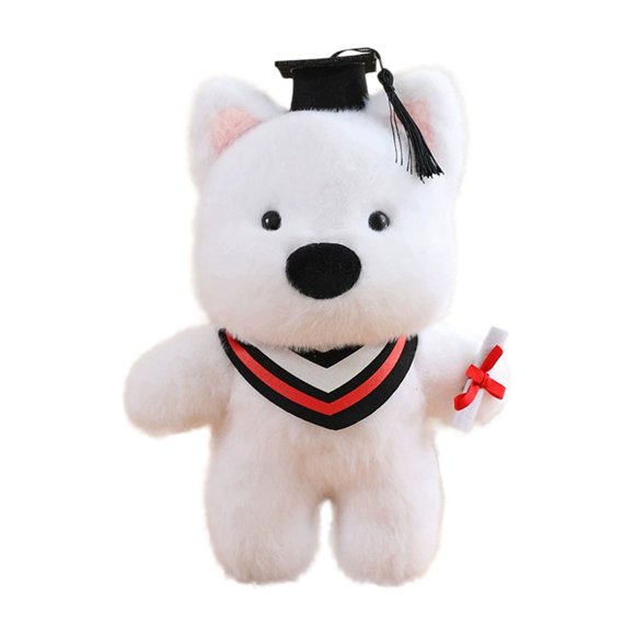 Graduation Season Cartoon Doctor Puppy Toy Wearing Academic Cap Cute Soft Stuffed Animal Doll For Celebration