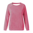 thumbnail image 4 of PEZHADA Chandails d'Automne pour Femmes en Liquidation Chandail à Col Rond pour Femmes, Chandail à Enfiler pour Femmes à Manches Longues Col Rond Chandail Uni Hauts Blouse Rose Vif, 4 of 5