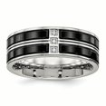 thumbnail image 1 of Stainless Steel Polished Black IP Plated CZ Band Ring 8 Size, 1 of 7