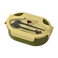 thumbnail image 2 of EGNMCR Kitchen Gadgets, Large Capacity Double Layer Compartment Lunch Box Fashionable Oval Lunch Box Portable Heatable Lunch Box Compartments No Odor Easy To Clean Plastics Bento Boxes, 2 of 6