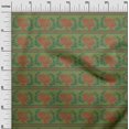 thumbnail image 2 of oneOone Polyester Lycra Fabric Stripe|Leaves & Hen Block Printed Craft Fabric BTY 56 Inch Wide, 2 of 4