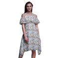 thumbnail image 1 of Bimba Blue Watercolor Printed Womens Cold Shoulder Tunic Party Round Neck Shift Dress - Small, 1 of 1