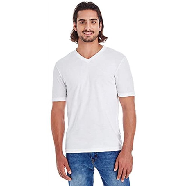 American Apparel T-Shirt Classique à Manches Courtes Col en V pour Hommes, P, Blanc