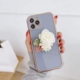 thumbnail image 1 of iPhone 12 Heavy Duty Case Wrist Chain Bracelet Luxury Flower Style Cover - Purple, 1 of 5