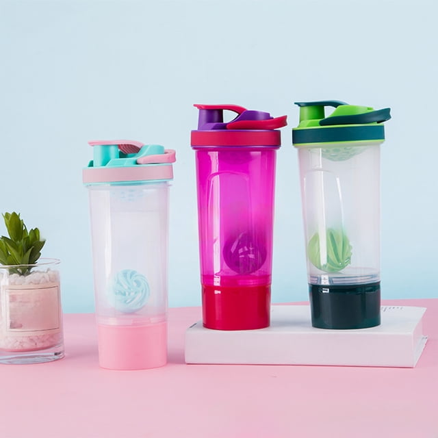 Vaidha Portable Portable Shaker Cup 700ml Double-layer Fitness Sports Water Bottle Protein Powder Plastic Scale Cup