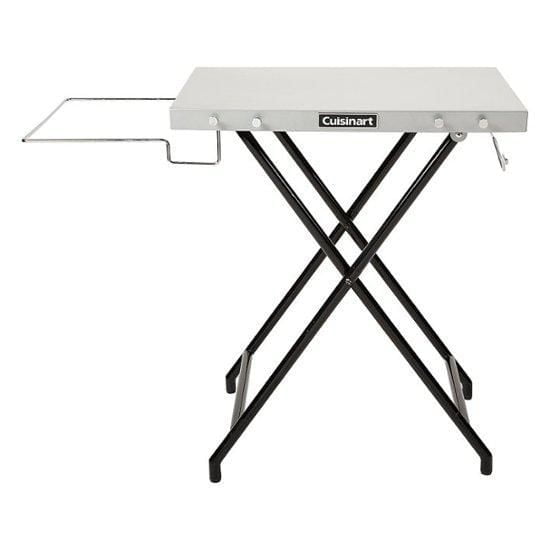Cuisinart 24 Pouces X 20 Pouces Fold'n Go Table de Préparation et Support de Gril avec surface de Travail en Acier Gris et Pieds en X Noirs, Doté d'Un Porte-Essuie-Tout Intégré et d'Un Support de Sac à Déchets en Fil Métallique, Convient au camping, aux Tailgates et au Gril Extérieur.