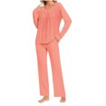 thumbnail image 1 of Timegard Ensembles de Pyjamas pour Femmes Confortables, Haut à Manches Longues Froncé à Col Rond et Pantalon, Tenues de Pyjama Amples pour l'Automne, 1 of 6