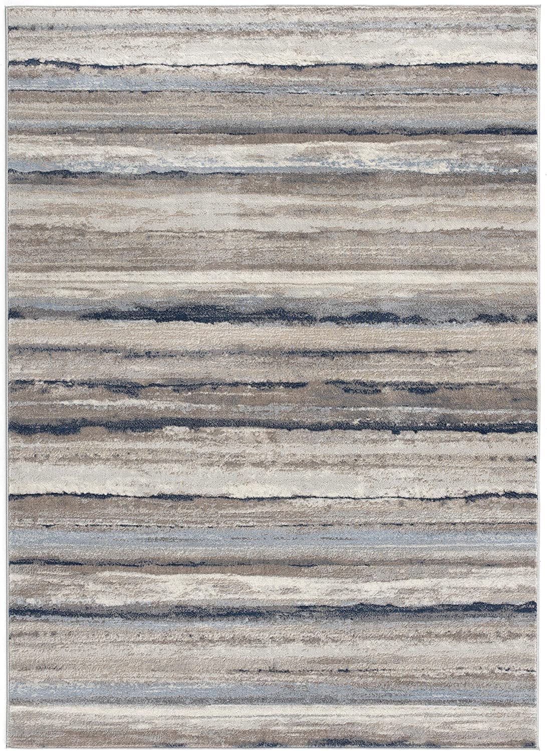 Rug Branch Rimal 2' x 8' (2'3 x 8') Blue/Brown Abstract Indoor Runner Rug, Contemporary, Low Pile, Stain-Resistant Hallway Carpet