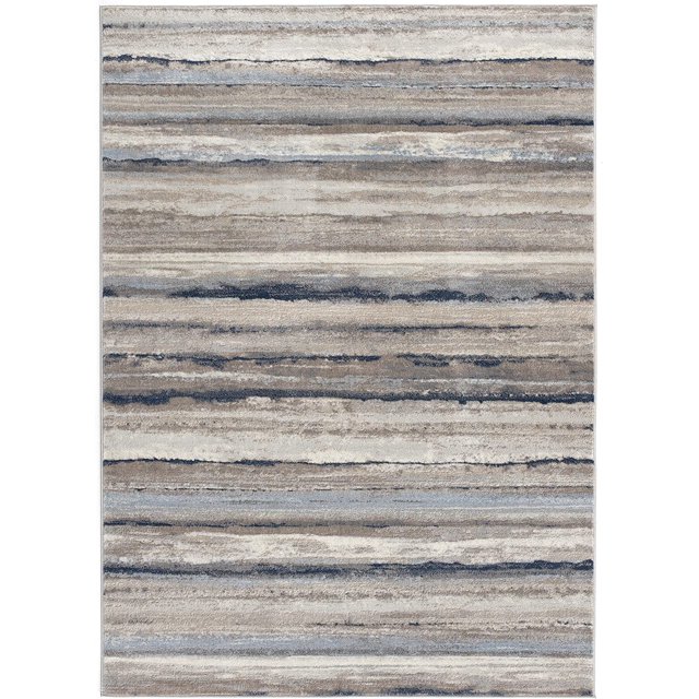 Rug Branch Rimal 2' x 3' (2'3 x 3'3) Blue/Brown Abstract Indoor Doormat Rug, Contemporary, Low Pile, Stain-Resistant Entry Carpet