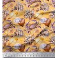 thumbnail image 1 of Soimoi Orange Viscose Chiffon Fabric Crab,Shell & Coral Ocean Decor Fabric Printed Yard 42 Inch Wide, 1 of 3