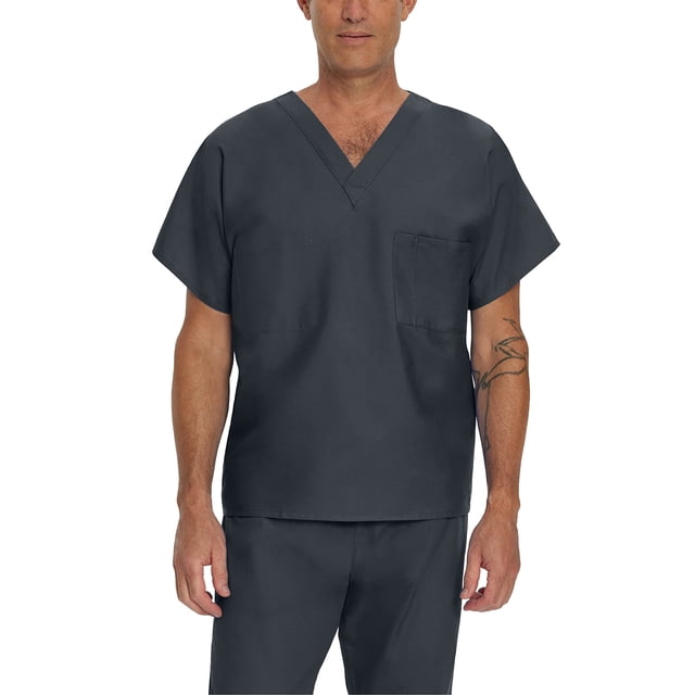 Landau Essentials Haut de Sarrau à Encolure en V : 1 Poche, Réversible, Unisexe, Coupe Classique Décontractée Sarraus Médicaux 7502