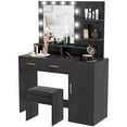 thumbnail image 1 of CoSoTower Illuminated Dressing Table Set, LED Vanity Table Set with Stool, LED Mirror, Drawer and Cabinet Shelves for Bedroom, 1 of 7